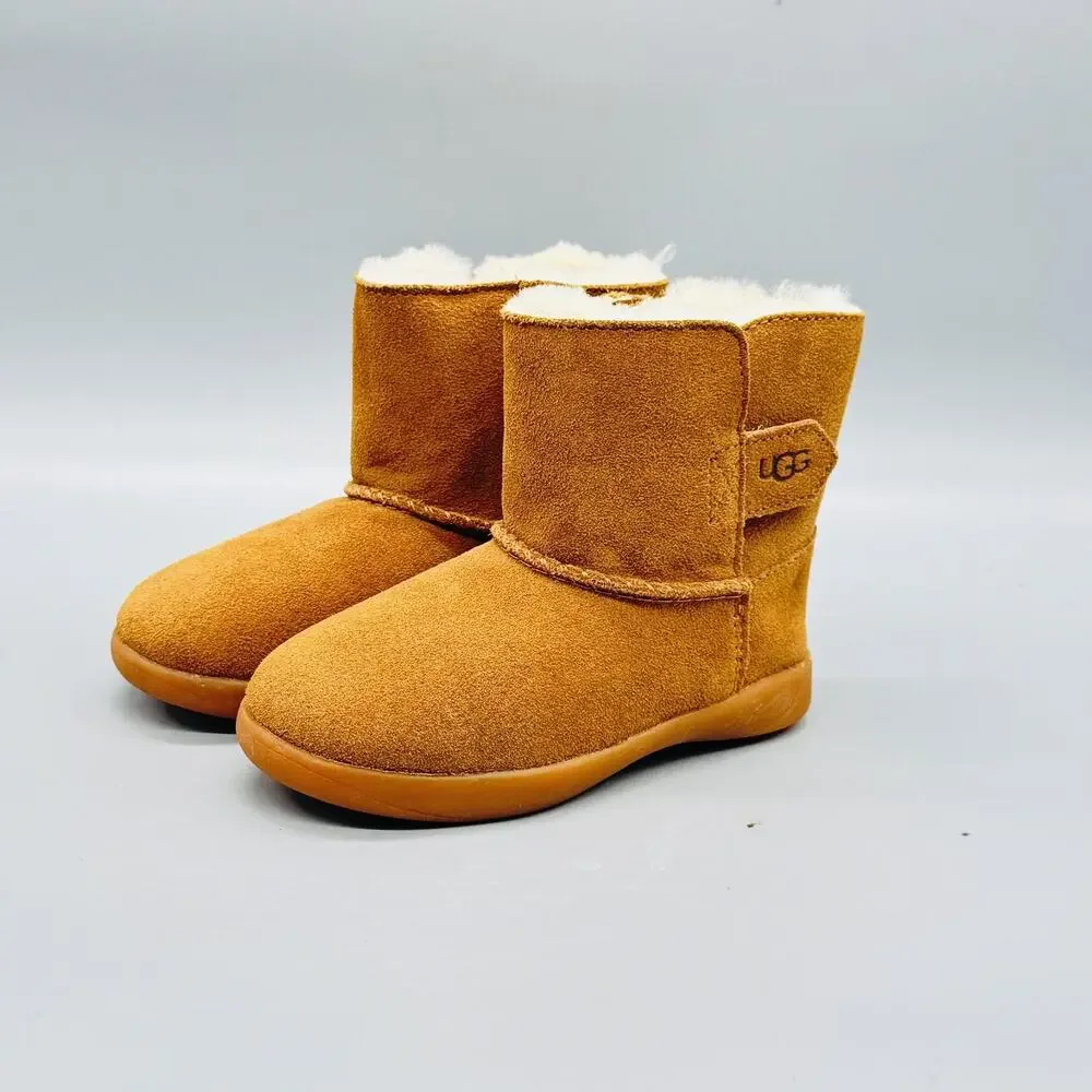 UGG Boots Boys 7 Brown Suede Shearling Lined Ankle Snow Winter Outdoor Comfort